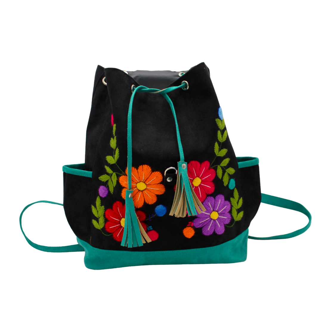 Ayacucho Suede Backpack - Black and Teal