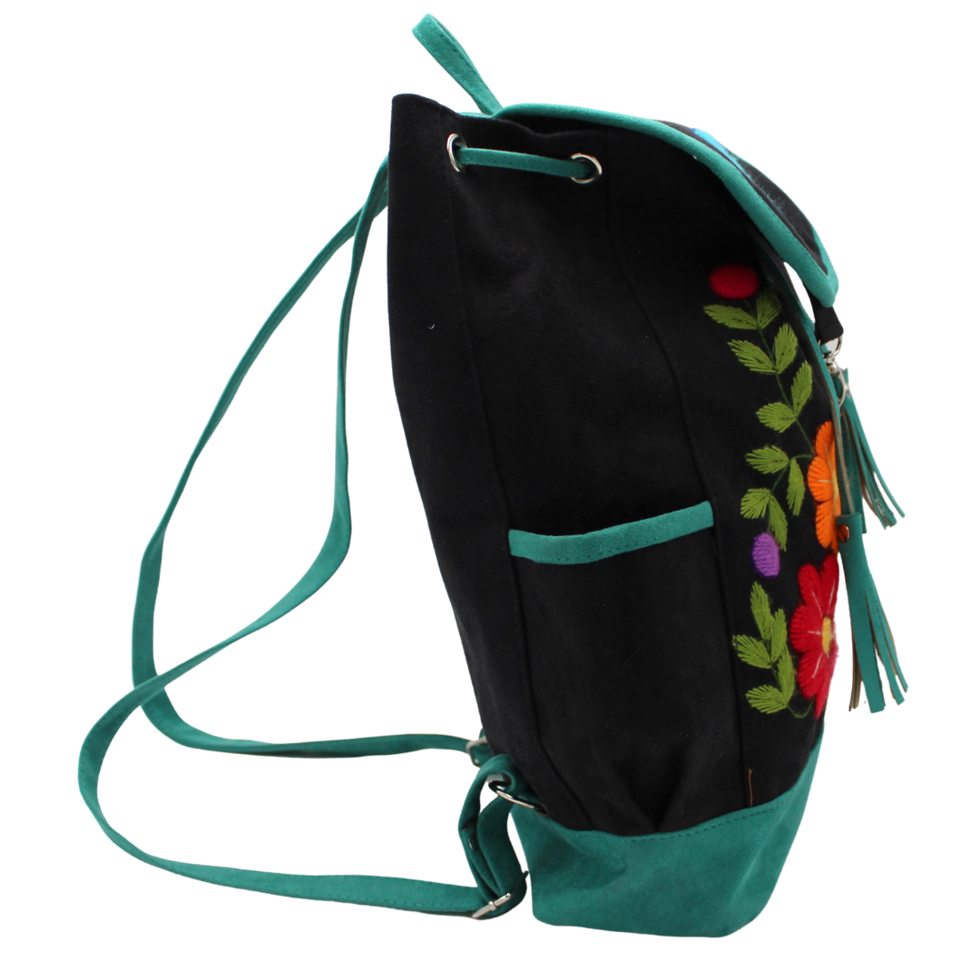 Ayacucho Suede Backpack - Black and Teal