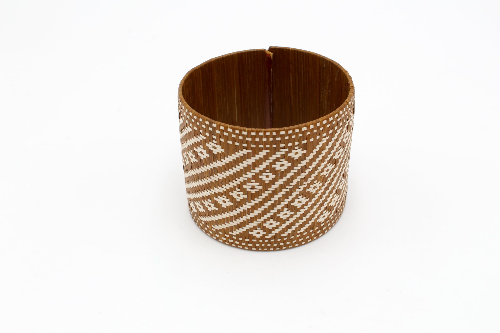 Brown Stripe and Diamond - Large Cuff Caña Flecha Bracelet