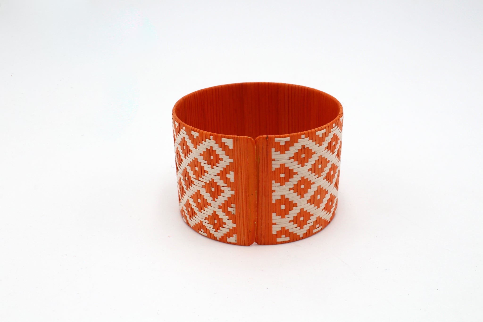 Orange and White Diamond - Large Cuff Caña Flecha Bracelet