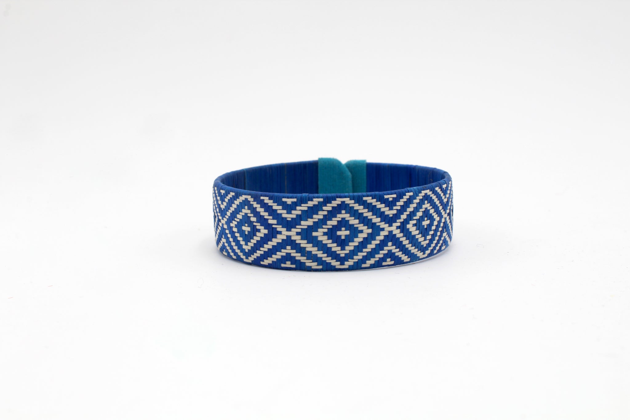 Blue and White Diamond - Small Cuff Caña Flecha Bracelet