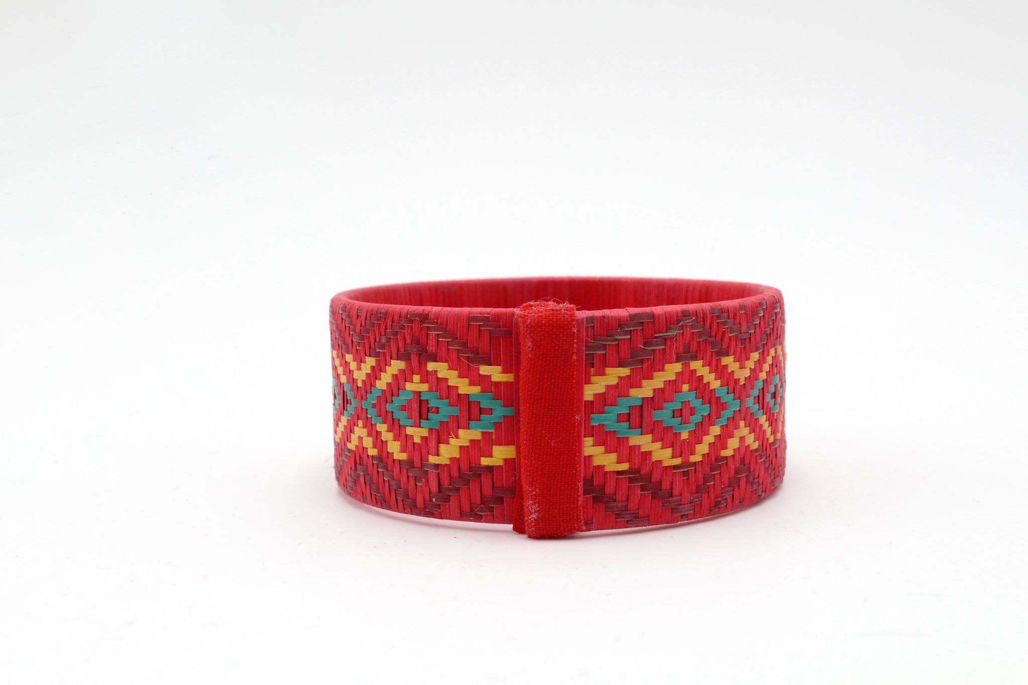 Pink with Multi-Color Diamond Pattern - Medium Cuff Caña Flecha Bracelet