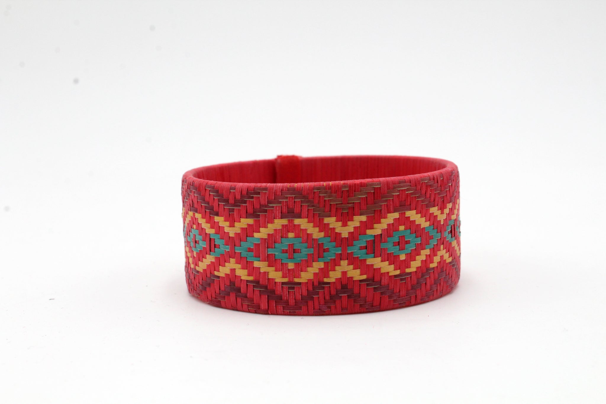 Pink with Multi-Color Diamond Pattern - Medium Cuff Caña Flecha Bracelet