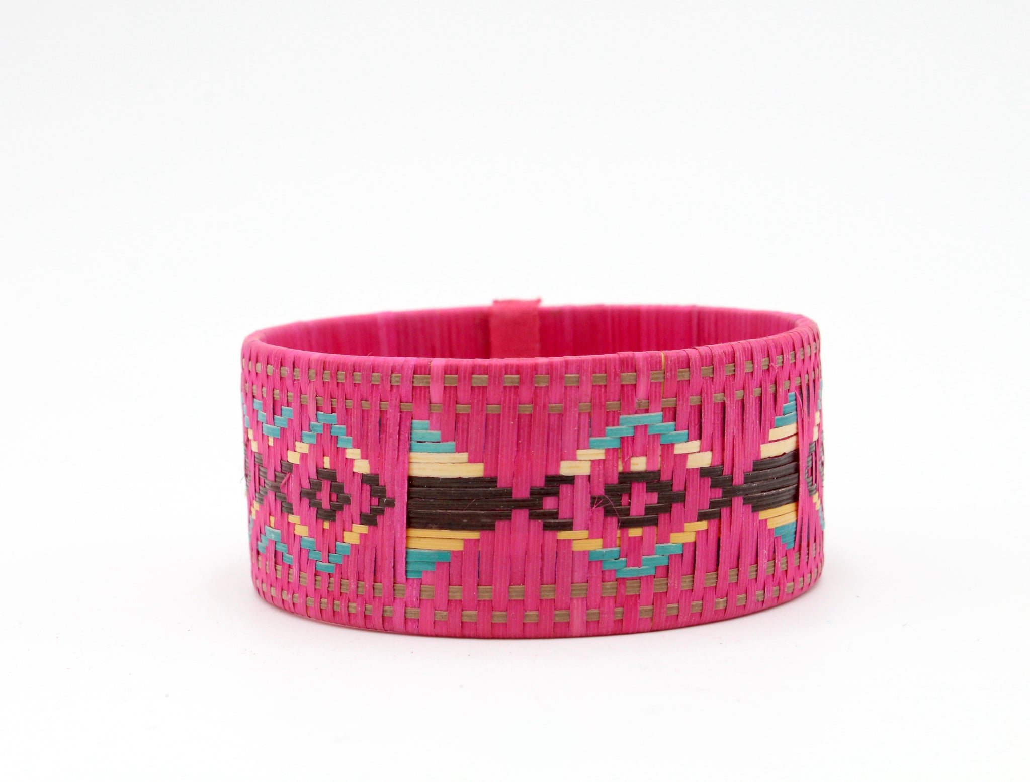 Pink With Multi-Color Pattern - Medium Cuff Caña Flecha Bracelet