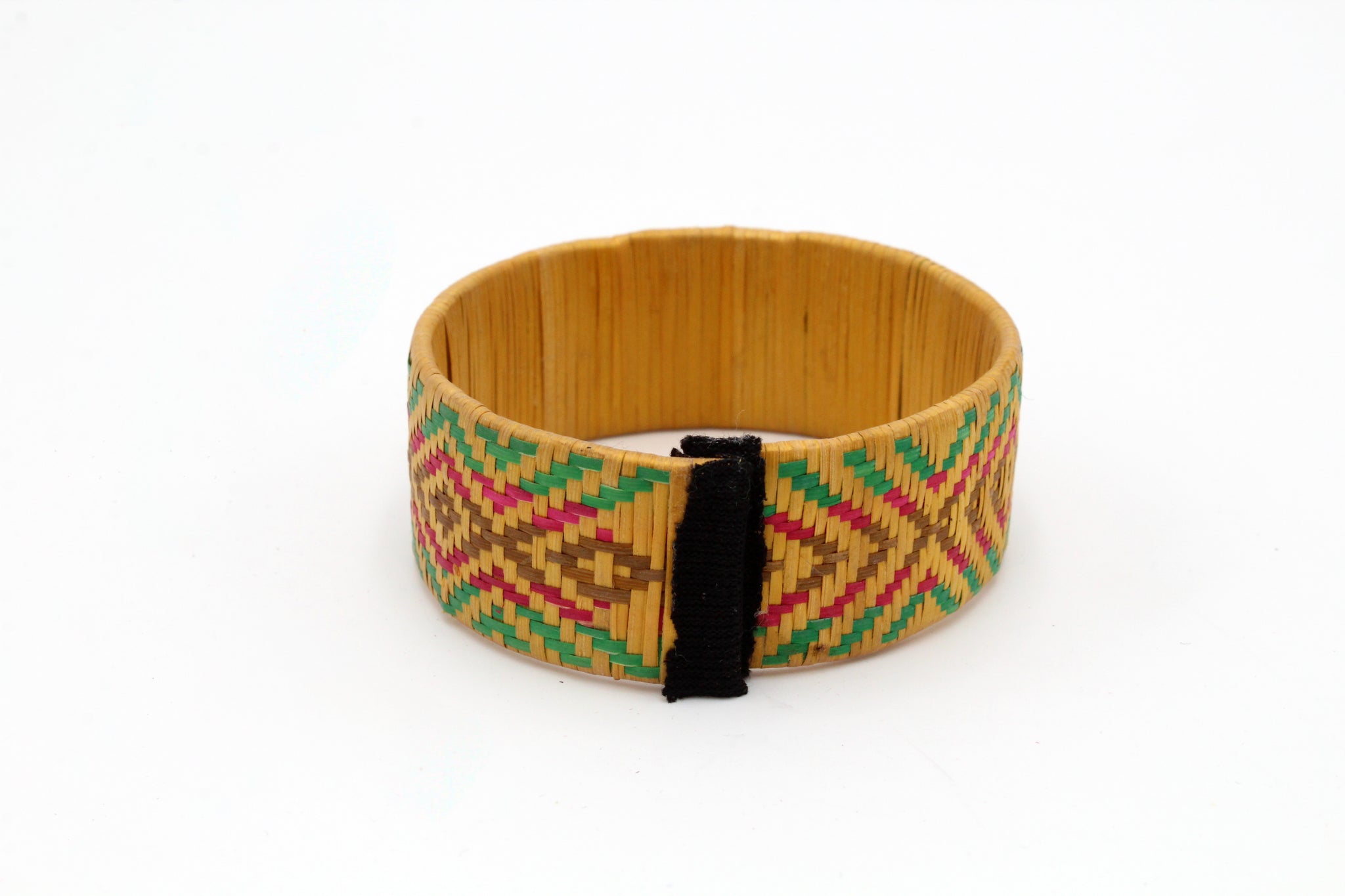 Yellow with Multi-Color Diamond Pattern - Medium Cuff Caña Flecha Bracelet