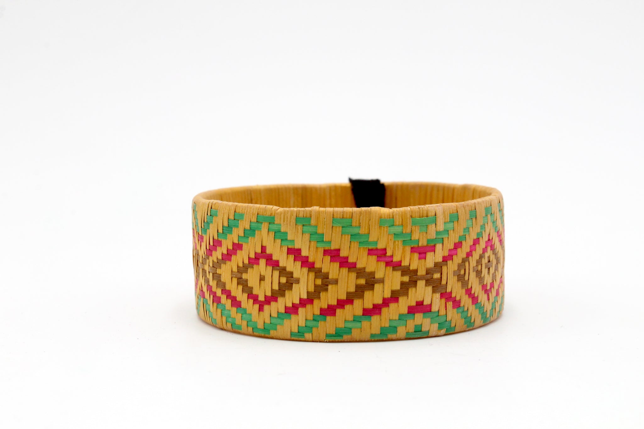 Yellow with Multi-Color Diamond Pattern - Medium Cuff Caña Flecha Bracelet