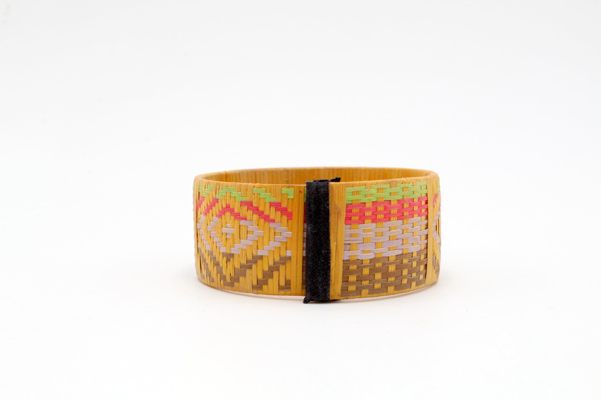 Yellow with Diamonds and Checkers - Medium Cuff Caña Flecha Bracelet