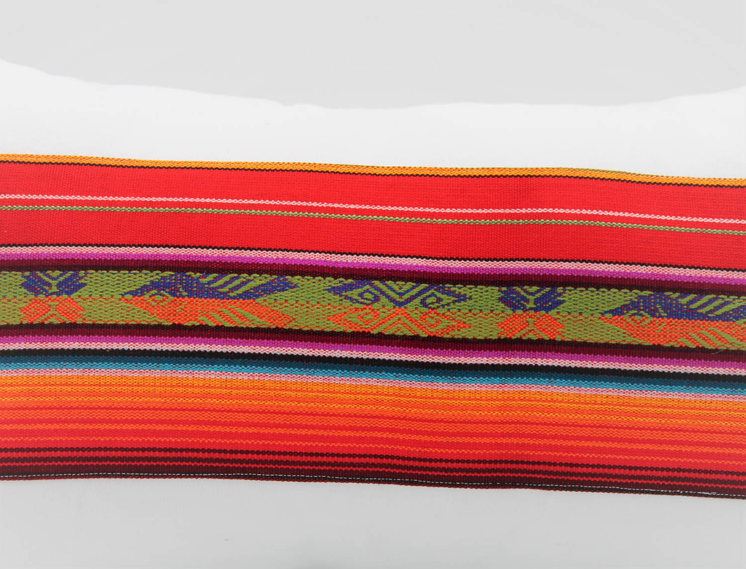 El Mar Pillow Collection: Red Multi-Color Small Lumbar with Orange and Purple Fish and Orange Tassels
