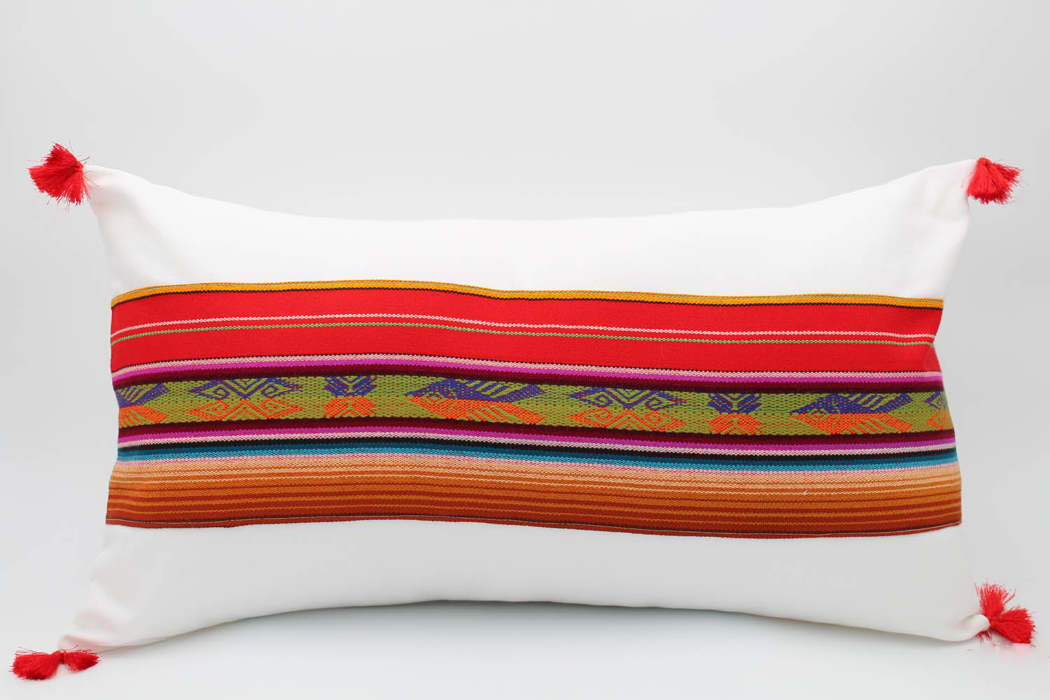 El Mar Pillow Collection: Red and Brown Multi-Color Small Lumbar with Orange and Purple Fish