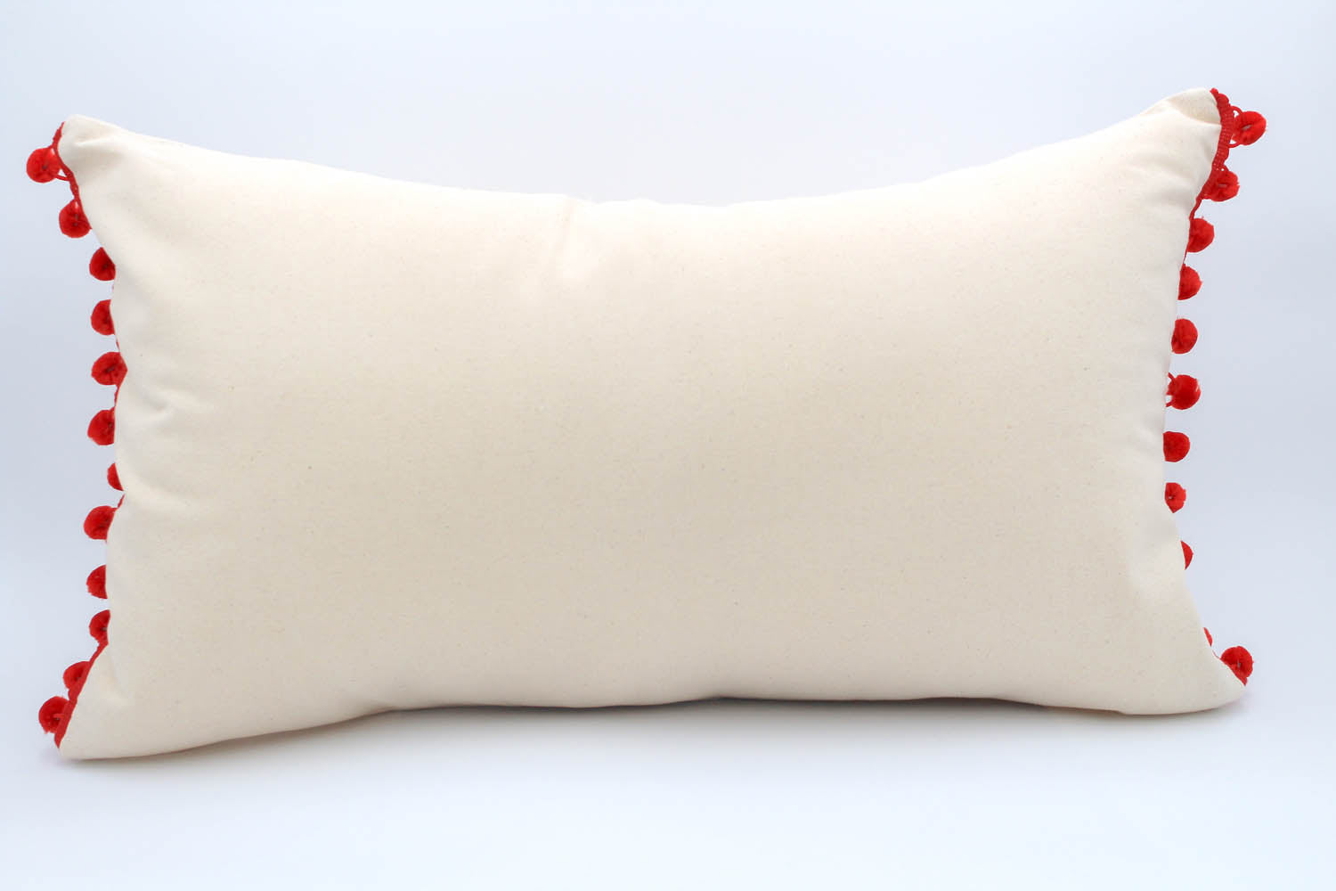 El Mar Pillow Collection: Natural with Red Pom Poms
