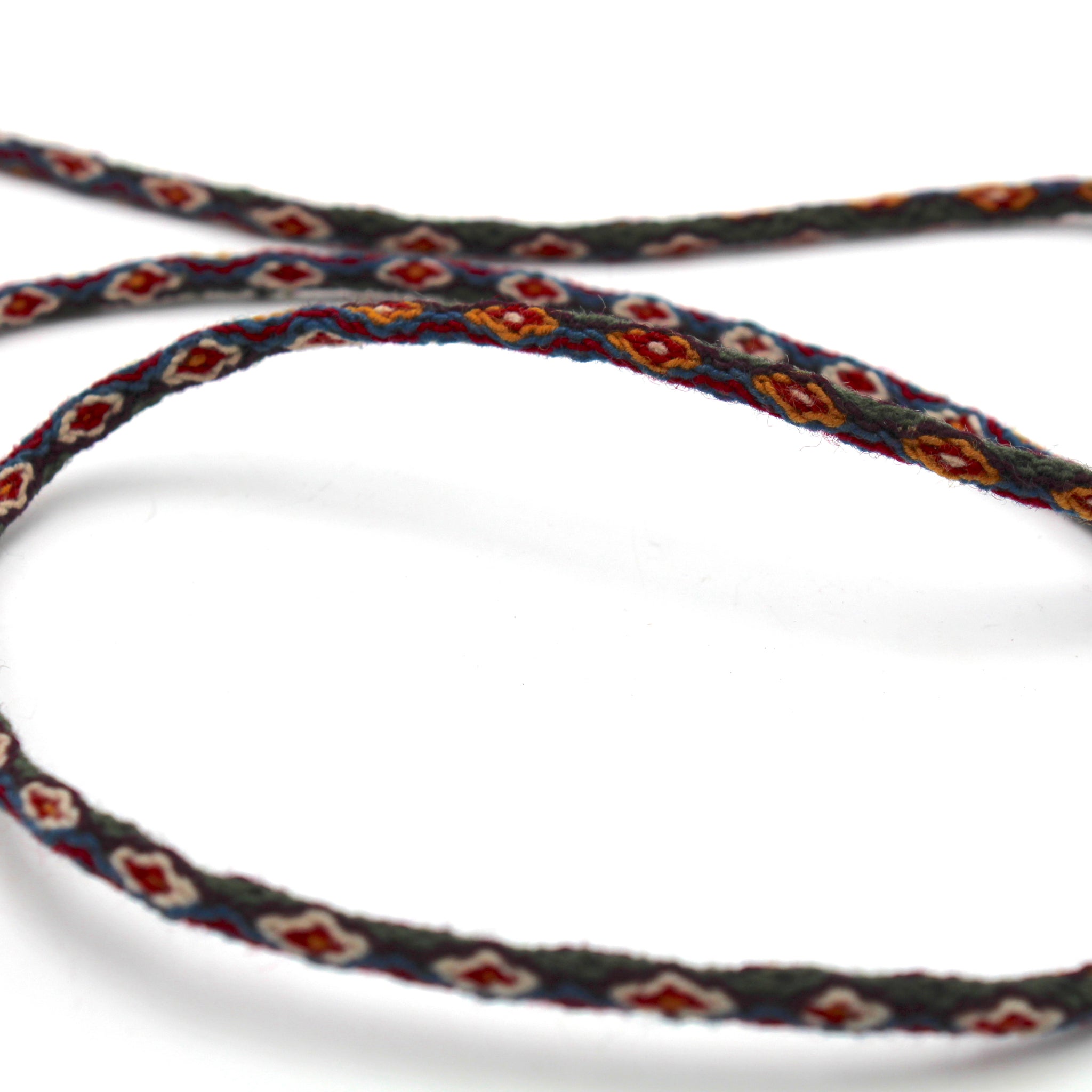 Small Chuspa Crossbody - Red with Multicolor patterns and braided strap