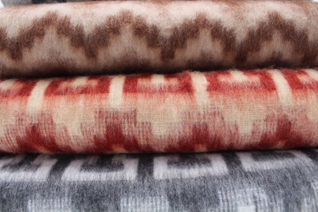 Alpaca Blankets - Geometric Pattern in Brown and White