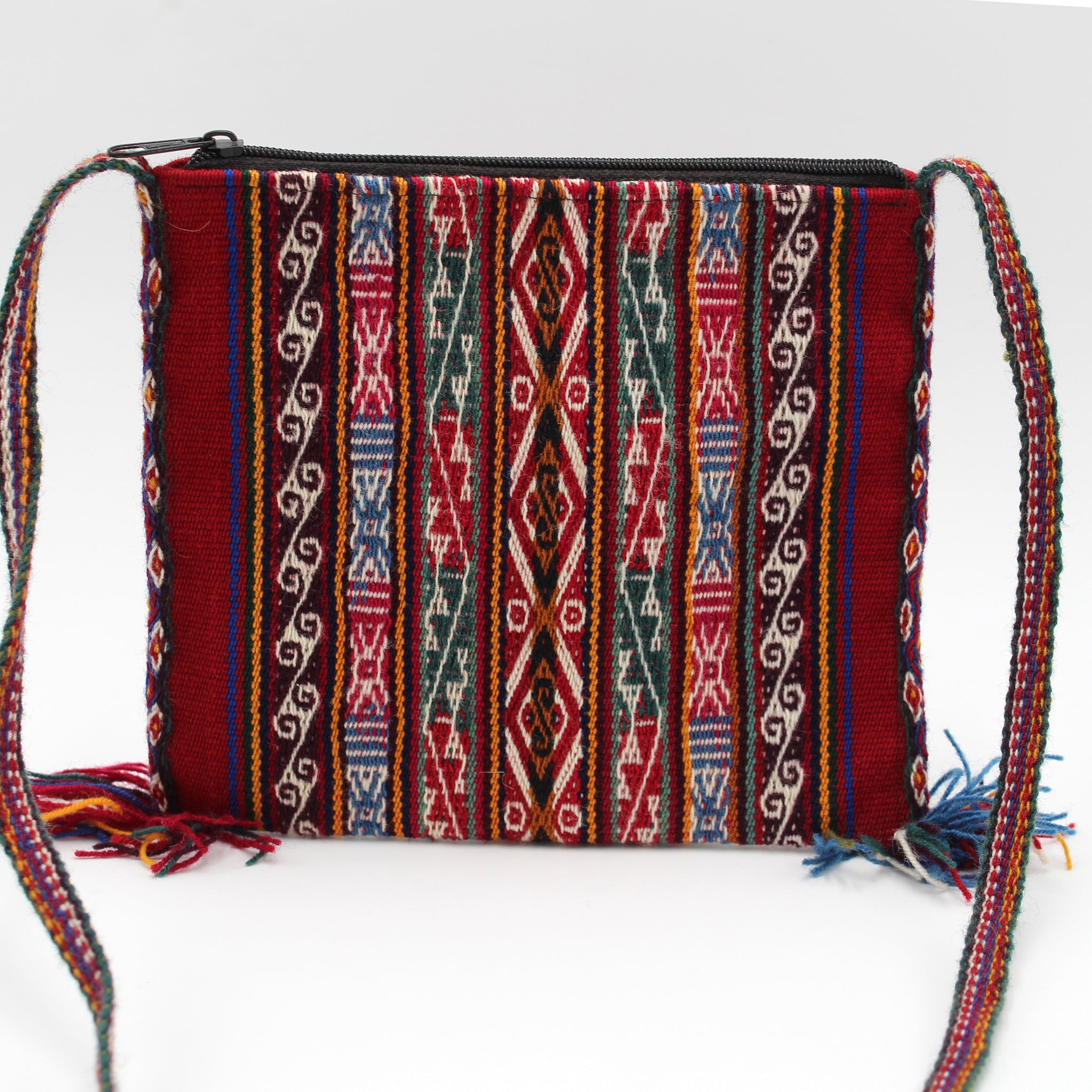 Small Chuspa Crossbody - Red with Multicolor patterns