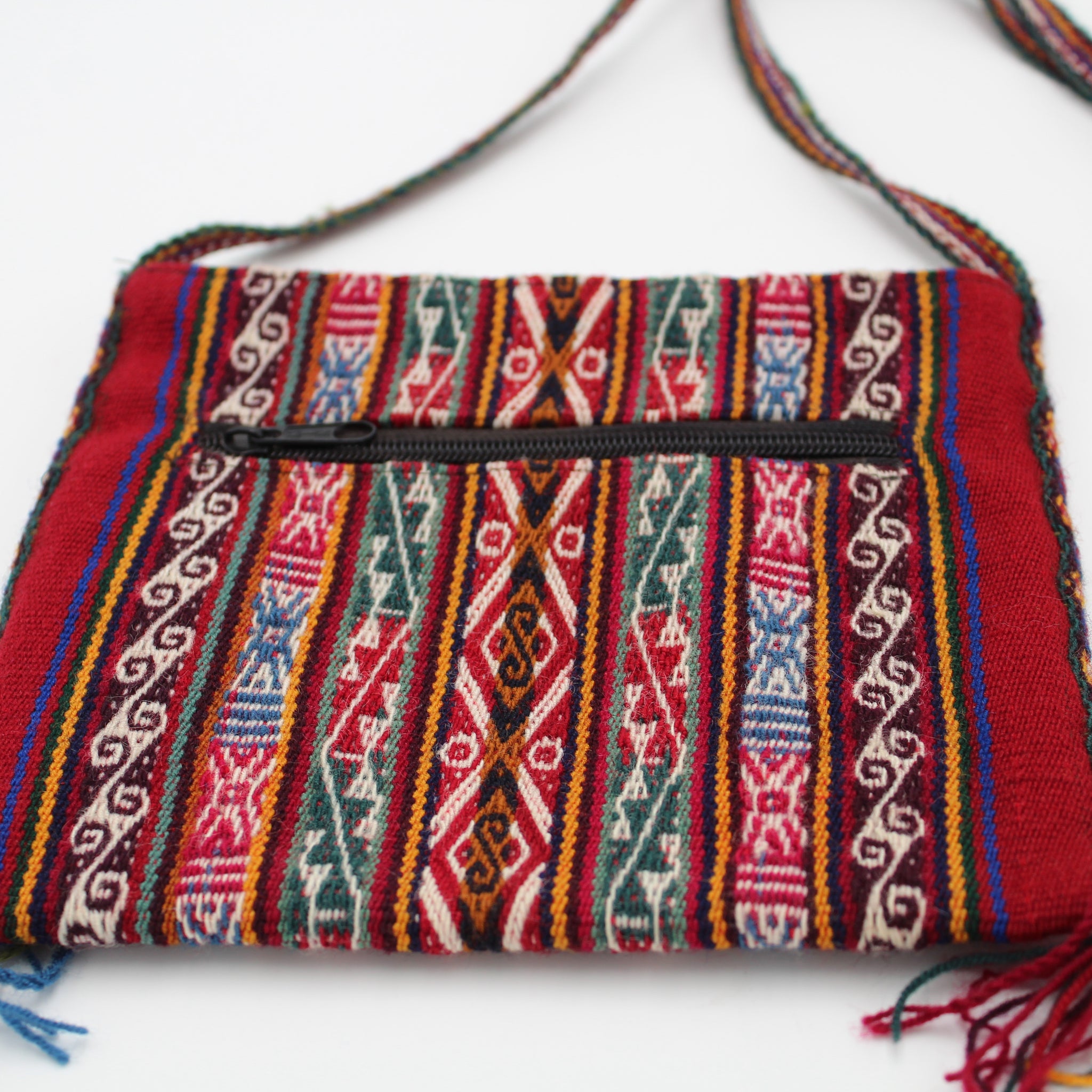 Small Chuspa Crossbody - Red with Multicolor patterns
