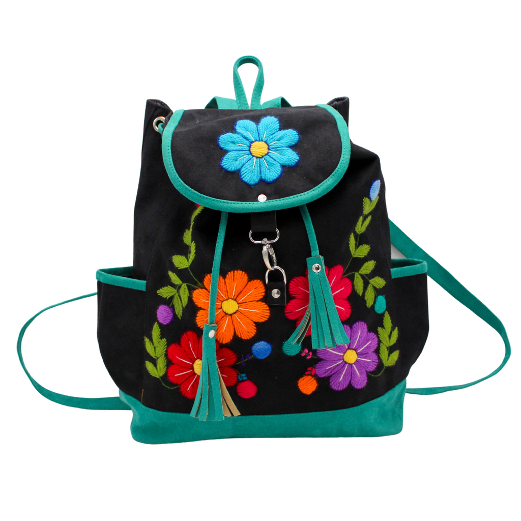Ayacucho Suede Backpack - Black and Teal