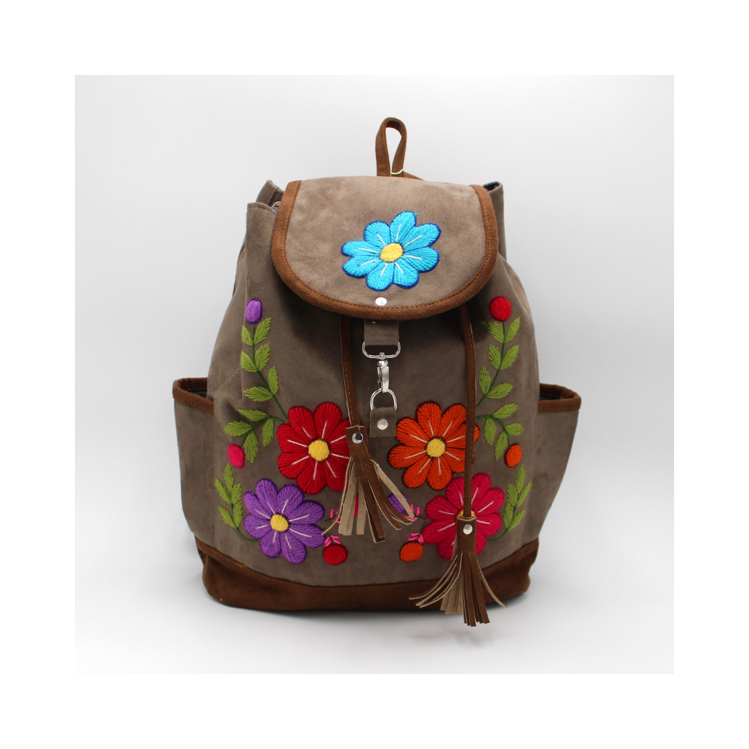 Colorful Flower Backpack Ayacucho Suede Backpack Tan – Neroli