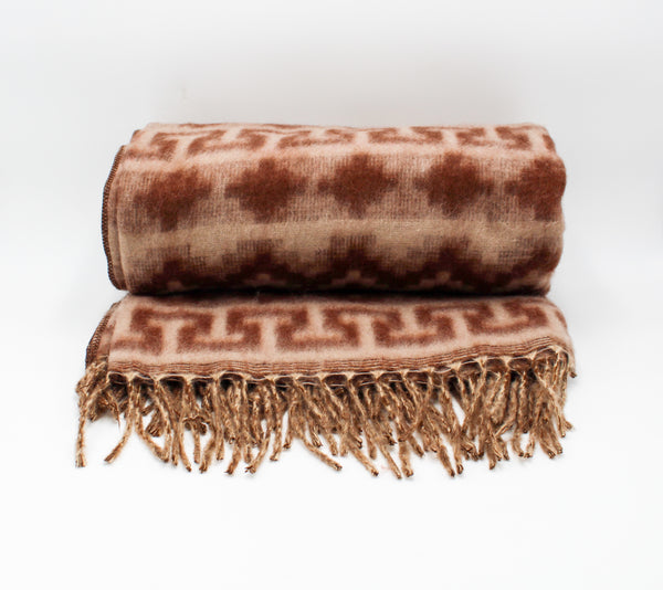 Alpaca Blankets - Geometric Pattern in Brown and White