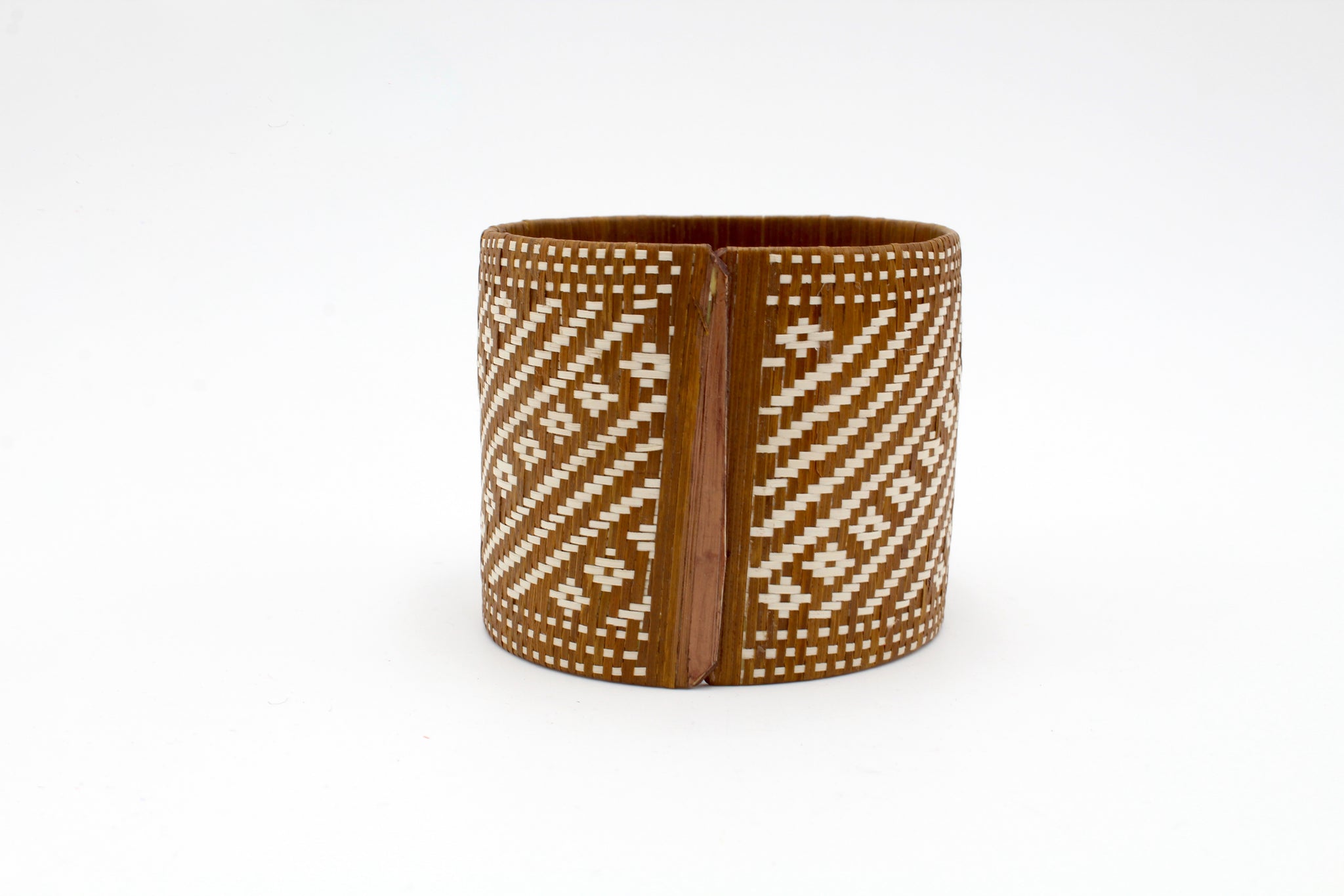 Brown Stripe and Diamond - Large Cuff Caña Flecha Bracelet