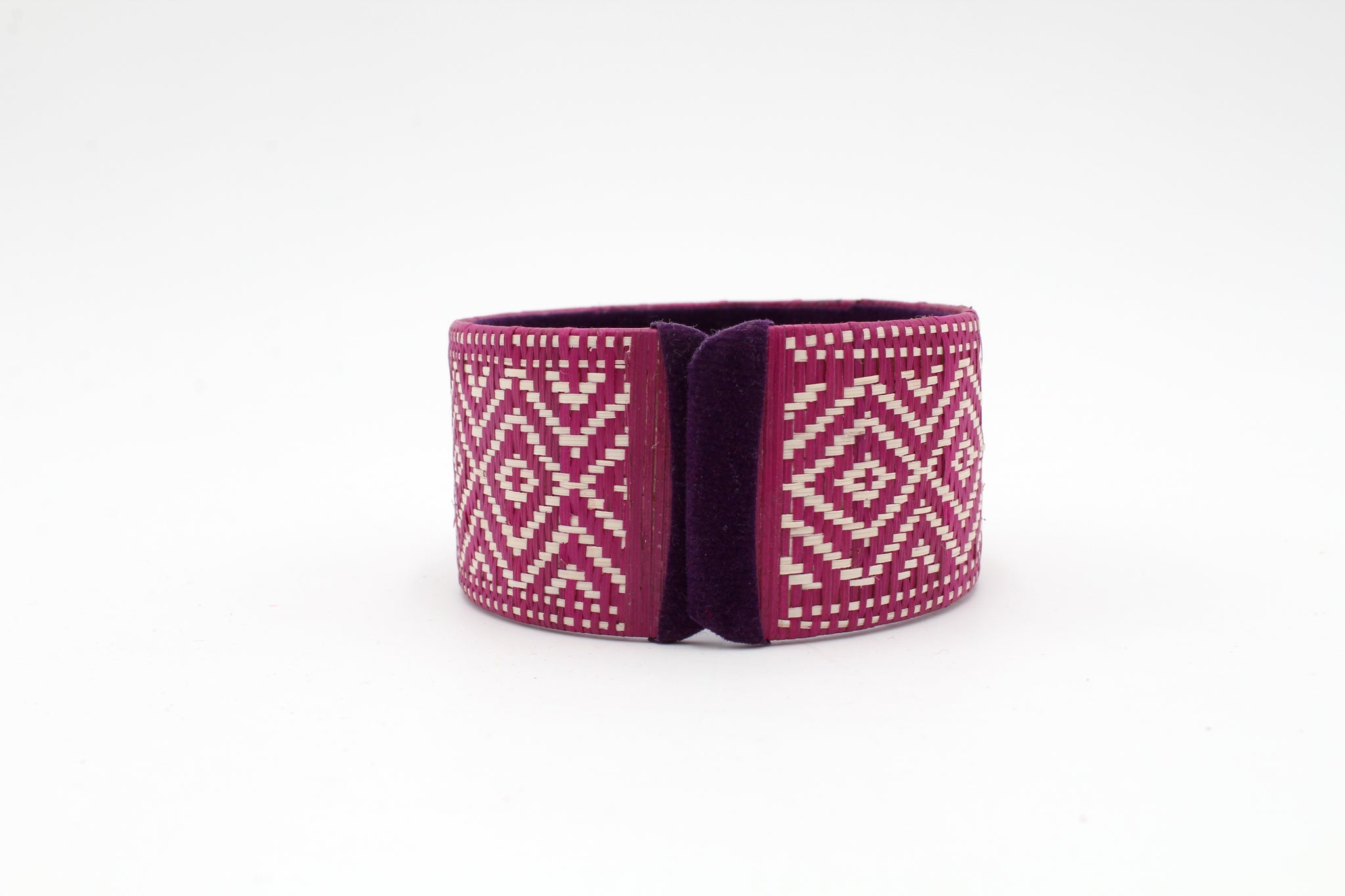 Purple and White Diamond - Medium Cuff Caña Flecha Bracelet