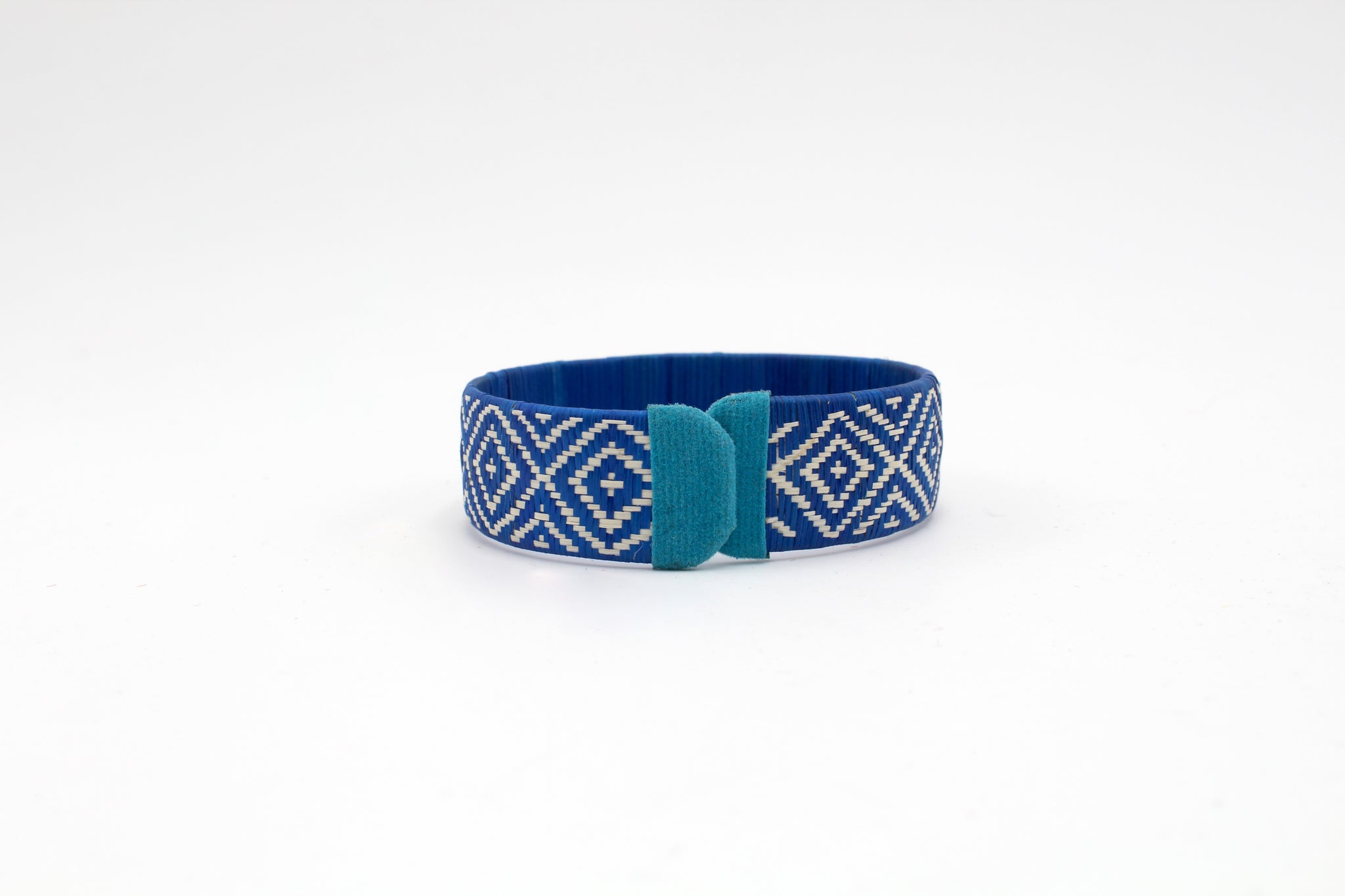 Blue and White Diamond - Small Cuff Caña Flecha Bracelet