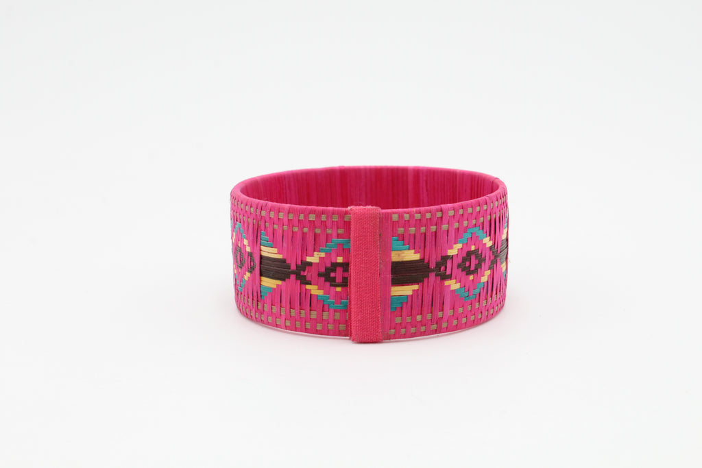 Pink With Multi-Color Pattern - Medium Cuff Caña Flecha Bracelet