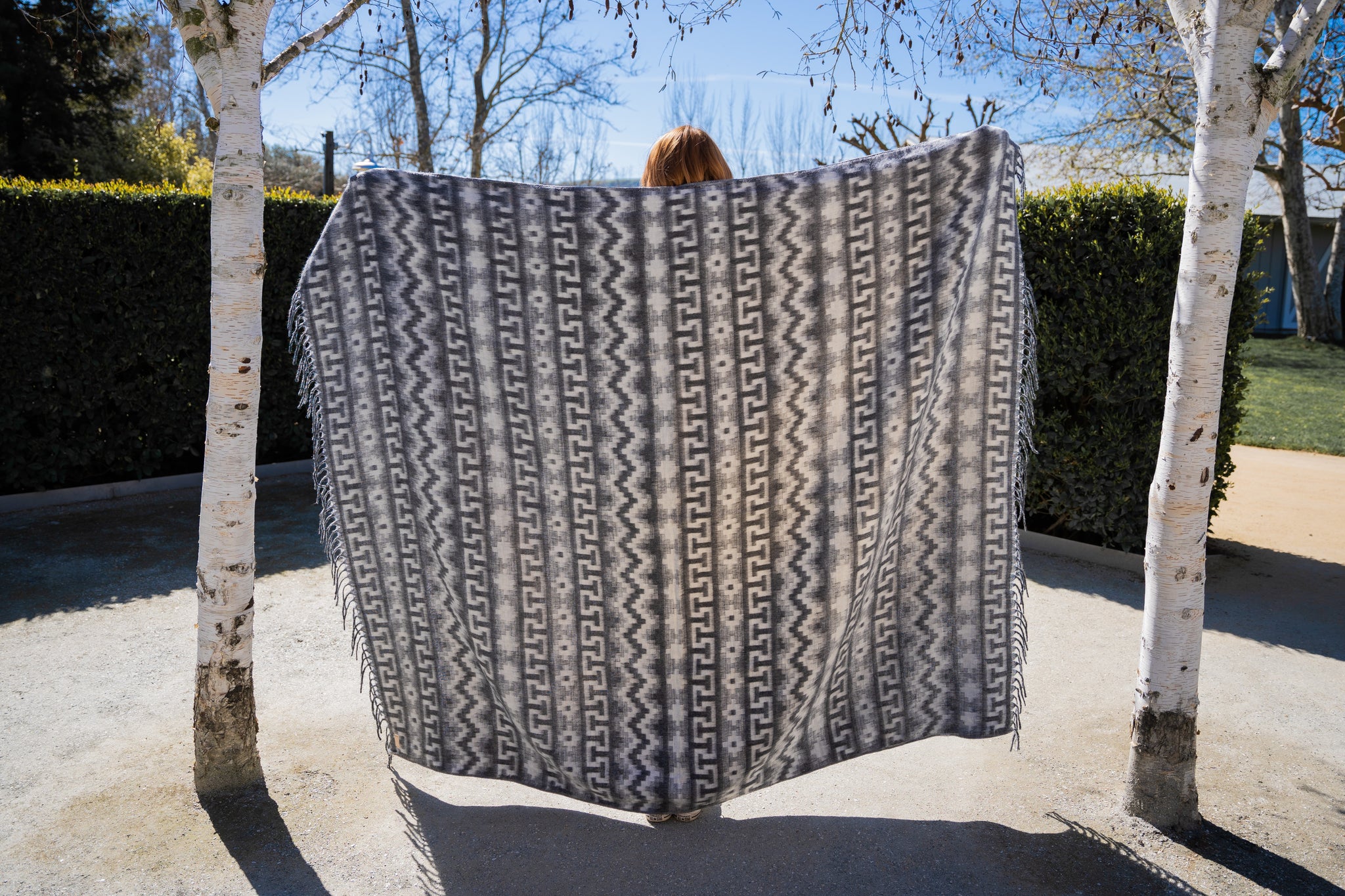 Alpaca Blankets - Geometric Pattern in Grey and White