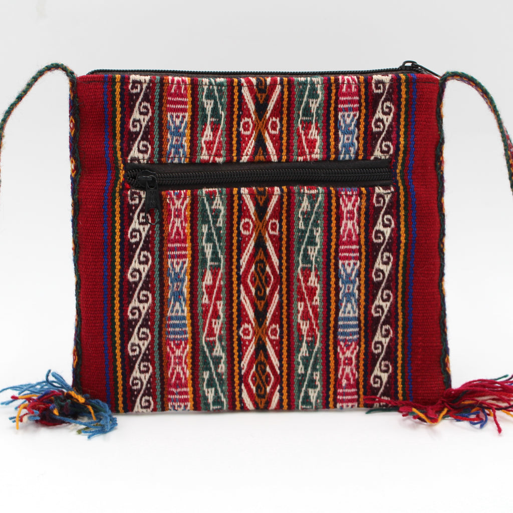 Small Chuspa Crossbody - Red with Multicolor patterns