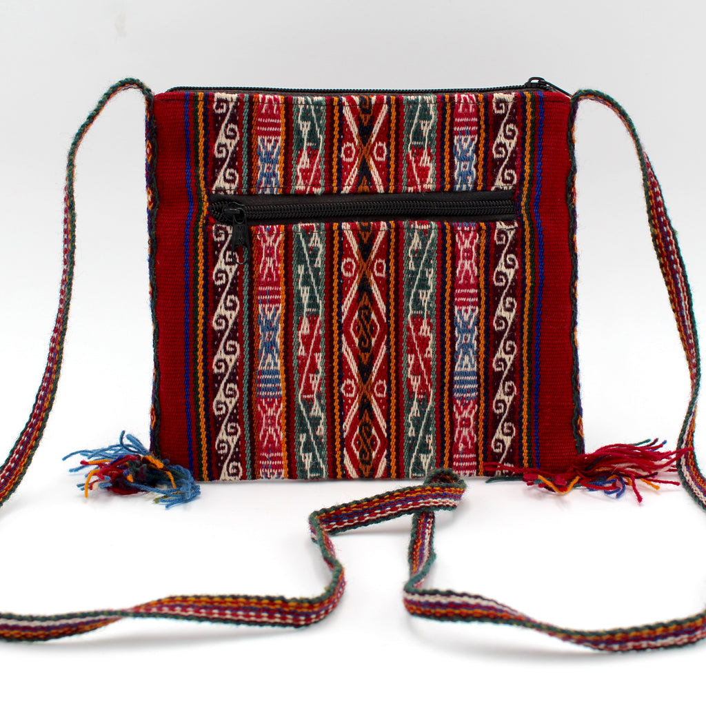 Small Chuspa Crossbody - Red with Multicolor patterns